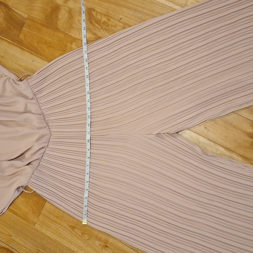 Zara Dusty Pink Pleated Wide-Leg Jumpsuit with Belt - Picture 9 of 15